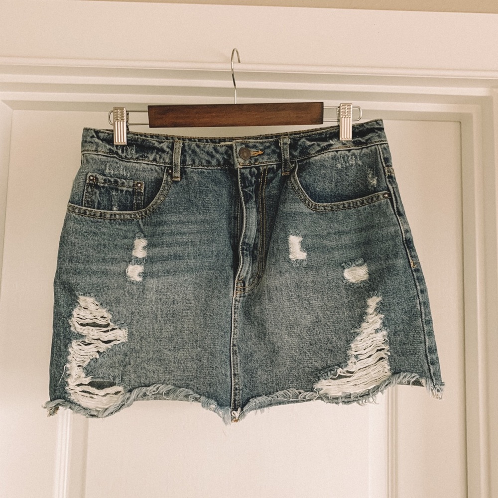 Forever 21 Distressed Denim Skirt